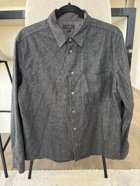 COS Men's Dark Gray Long-Sleeve Button Shirt